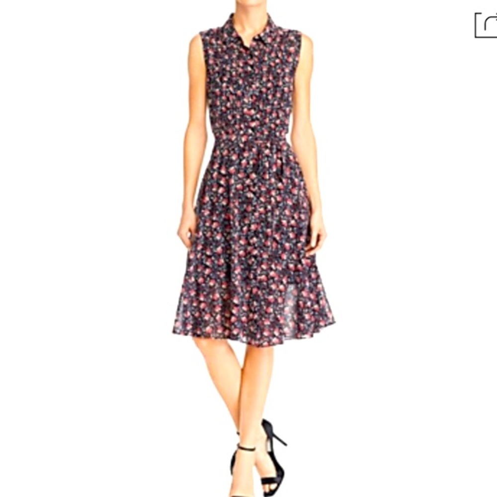 NWT Nanette Lepore black and pink sleeveless floral knee length dress size 2